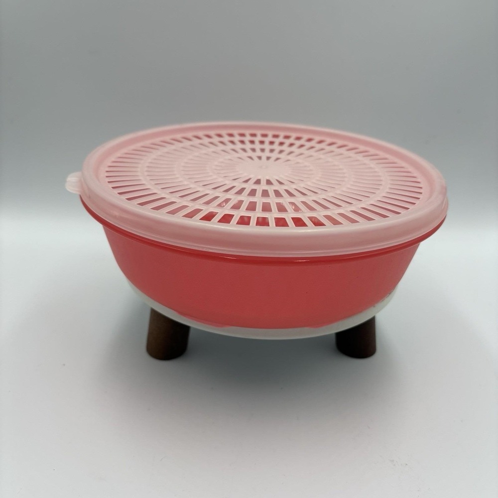 Tupperware Colander Strainer Bowl 1835 Flow Through Lid 3 Quart Red EUC